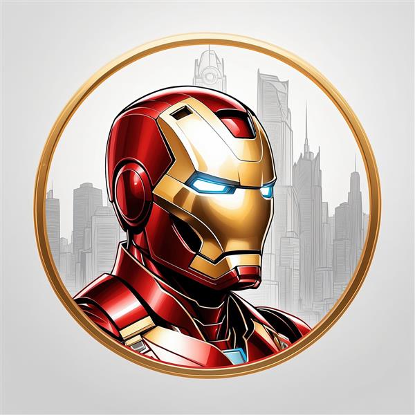 دانلود عکس مرد آهنی در قاب طلایی نازک با استایل رسمی و شیک برای پروفایل