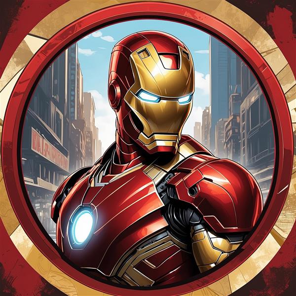 عکس با کیفیت مرد آهنی اونجرز با رنگ بندی زنده و پس زمینه آسمان آبی برای تابلو