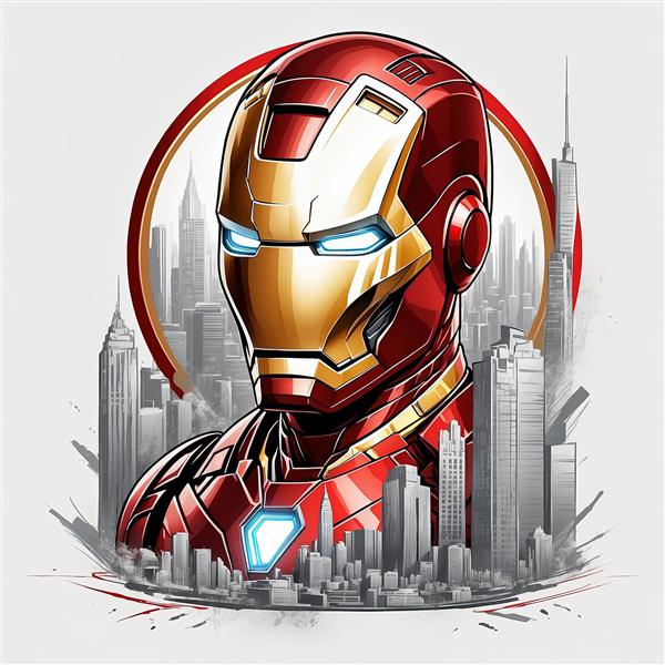 دانلود عکس با کیفیت مرد آهنی اونجرز با گرافیک تخت و شهری برای چاپ روی تیشرت و ماگ