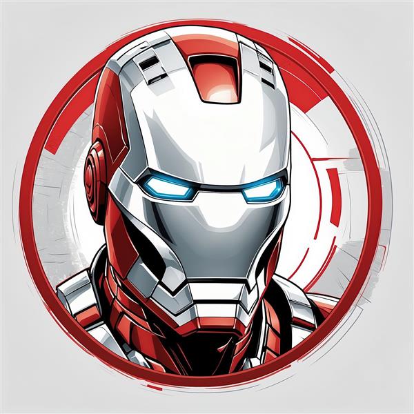 تصویر کلوزآپ ماسک مرد آهنی با جزئیات دقیق و استایل گرافیکی برای چاپ پوستر