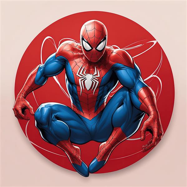 طرح مرد عنکبوتی در حالت اکشن با بک‌گراند قرمز برای تابلو