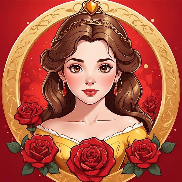 آواتار پرنسس بل با رزهای قرمز برای پروفایل و چاپ دکوراتیو