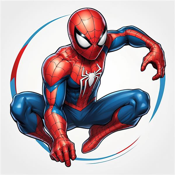 والپیپر مرد عنکبوتی در حالت چمباتمه برای چاپ دکوراتیو