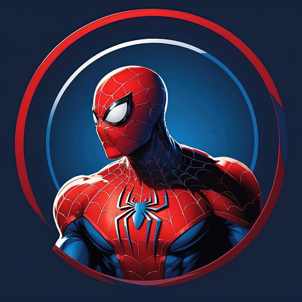 آواتار مرد عنکبوتی با آرم آبی و پس‌زمینه گرادیانت تاریک