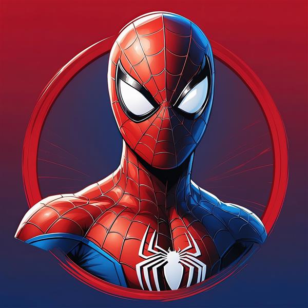 تصویر دو رنگ اسپایدرمن با بک‌گراند آبی و قرمز گرادیانت برای چاپ حرفه‌ای
