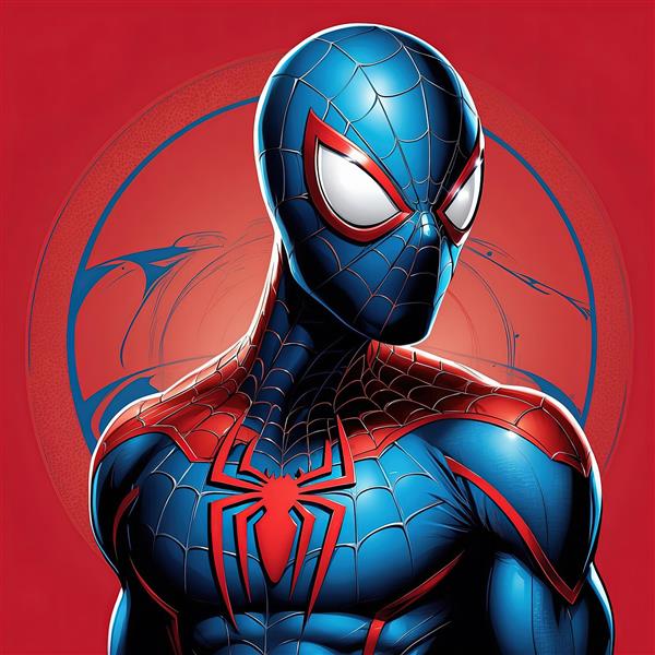 پوستر مرد عنکبوتی طرح مایلز مورالس با لباس آبی و قرمز برای چاپ تابلو