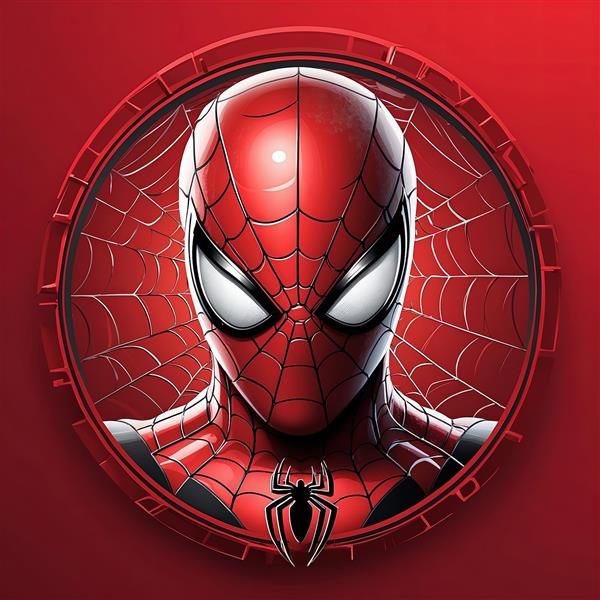 تصویر پروفایل اسپایدرمن کلاسیک با بک‌گراند قرمز عنکبوتی