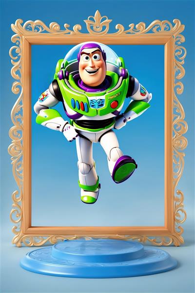 تصویر تک کاراکتر باز لایتر در قاب دایره‌ای طرح با کیفیت فضانورد انیمیشن برای چاپ روی محصولات