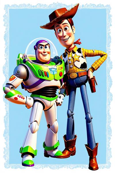 وودی و باز لایتر طرح با کیفیت کاراکترهای اصلی انیمیشن داستان اسباب بازی برای پوستر اتاق کودک