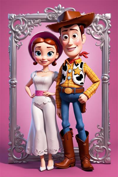 جسی در لباس مجلسی خالدار گاوچرانی در قاب قرمز و طلایی (عکس باکیفیت بالا برای تابلو)