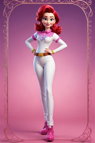 تصویر جسی با لباس سفید و کفش صورتی (طرح استودیویی باکیفیت برای چاپ تابلو و محصولات دکوراتیو)