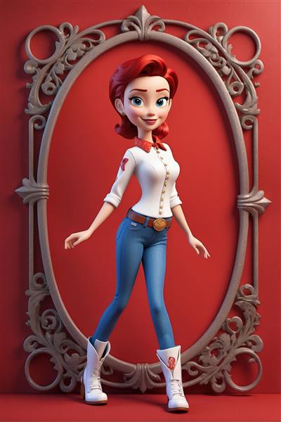 تصویر اورجینال جسی با چکمه‌های سفید (عکس استودیویی با وضوح بالا برای چاپ عریض و پوستر)