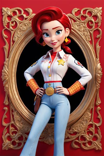 پرتره جسی در قاب طلایی با زمینه قرمز (عکس اورجینال با وضوح بالا برای محصولات چاپی لوکس)