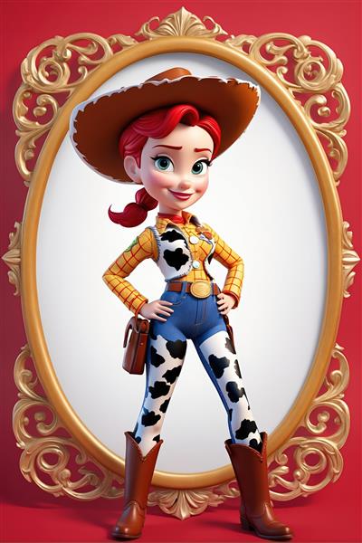 پرتره جسی مدرن با پیراهن قرمز (عکس نزدیک با وضوح بالا برای دکوراسیون اتاق نوجوان)