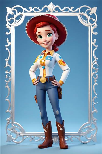 تصویر اورجینال جسی با کلاه قرمز (طرح باکیفیت کاراکتر انیمیشن برای چاپ عریض و بوم نقاشی)