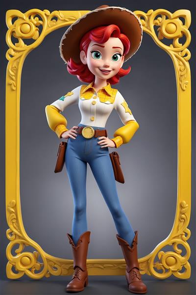 عکس چاپ عریض جسی کابوی در قاب طلایی (تصویر اورجینال شخصیت کارتونی مناسب چاپ روی بوم)