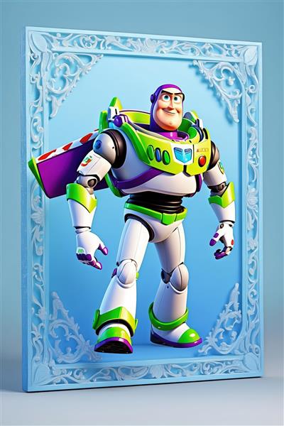 پوستر باز لایتر در قاب آبی کلاسیک (تصویر باکیفیت و سه بعدی فضانورد برای چاپ تابلو مدرن)