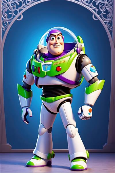 تصویر ایستاده باز لایت‌یر در طاق‌نمای کلاسیک با پس‌زمینه آبی روشن