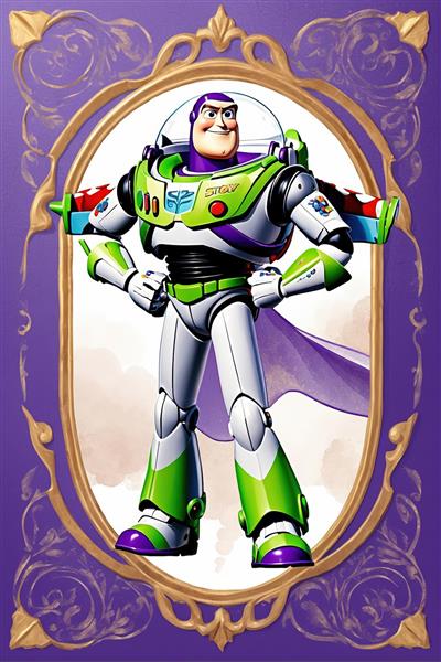 پرتره باز لایت‌یر در قاب بیضی شکل روی پس‌زمینه بنفش مناسب تابلوهای اتاق نوجوان