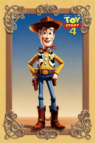 عکس وودی از انیمیشن داستان اسباب‌بازی در قاب چوبی دکوراتیو