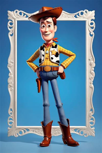 وودی کابوی داستان اسباب‌بازی در قاب سفید سلطنتی برای پوستر کودک