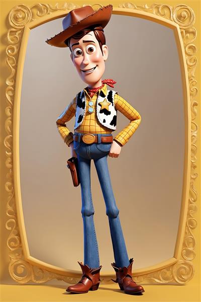 وودی کابوی انیمیشن داستان اسباب‌بازی در قاب طلایی خمیده