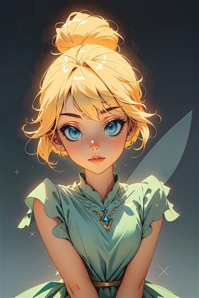 پرتره تینکربل با گردنبند زمرد و موهای گره‌زده (بان بان)