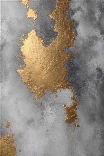 بافت انتزاعی خاکستری با ابرهای تاریک و لکه‌های درخشان طلا