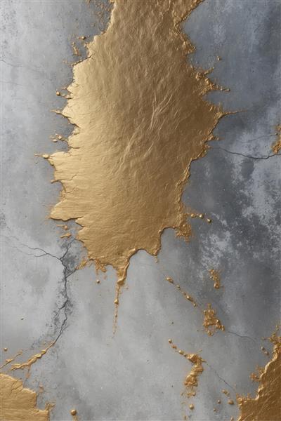 طرح گرانج بتنی خاکستری با لکه‌های طلای مایع و ترک