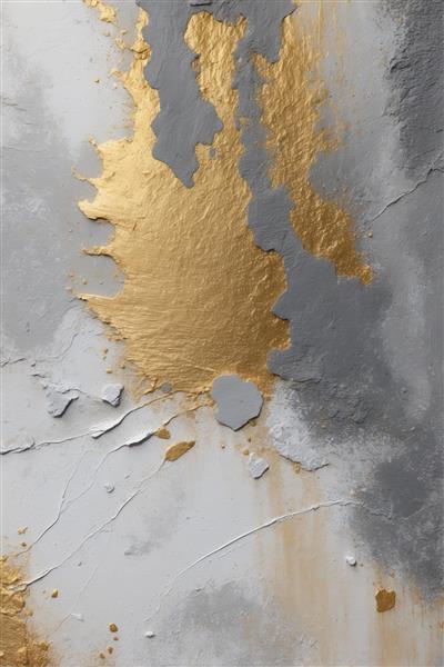 بافت مدرن و خشن خاکستری با پاشش طلای مذاب و ترک