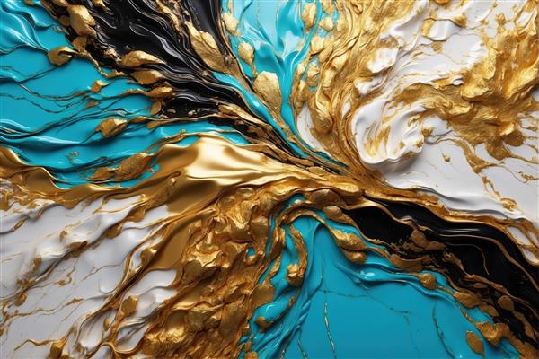 انفجار رنگ طلایی، فیروزه‌ای و سفید در بافت برجسته