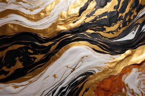 نقش امپرسیونیستی مرمر و طلا در زمینه مشکی و سفید