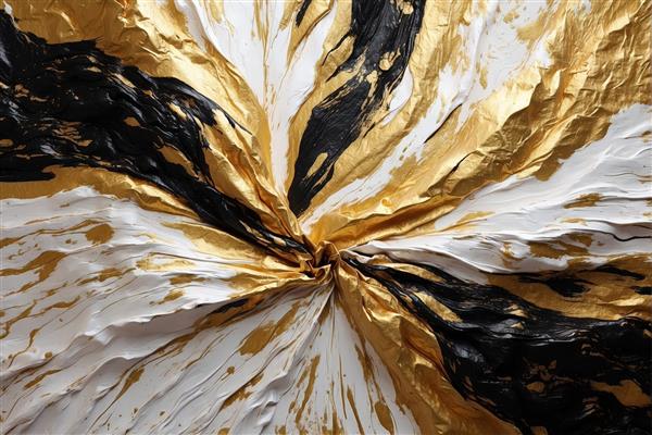 بافت انفجاری و متقارن سیاه، سفید و طلای مذاب