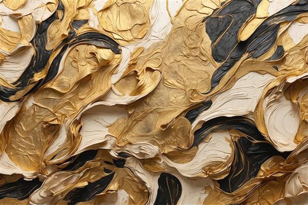 بافت مجلل و سلطنتی مشکی، کرم و طلایی برجسته