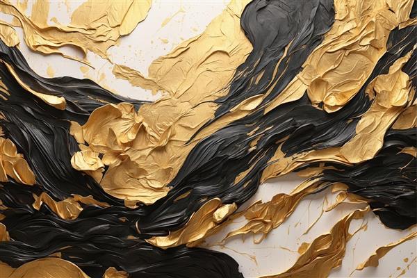 بافت هنری موج‌دار طلایی و مشکی با عمق زیاد