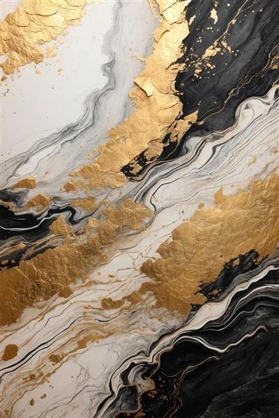 مرمر رگه‌دار لوکس: بافت آبستره طلایی و مشکی برای چاپ عریض و کانترتاپ