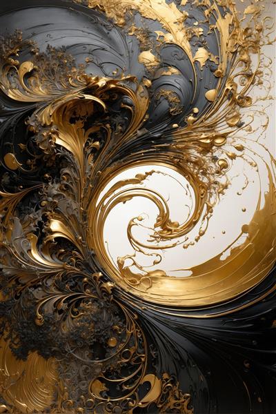 جریان طلایی لوکس: طرح اسلیمی مدرن بافت‌دار مشکی و سفید