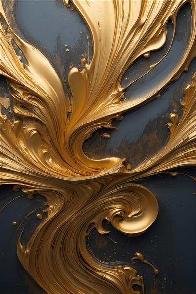 عکس اختصاصی عمودی: انعکاس موج‌های طلایی در زمینه خاکستری تیره، طرح سمفونی رنگ‌ها، مناسب دکوراسیون