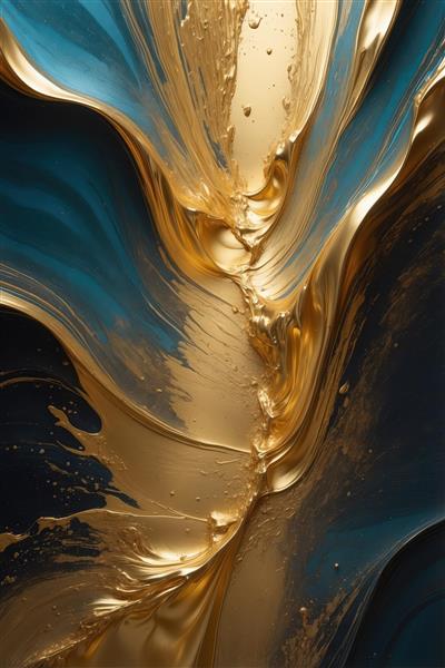 بافت اورجینال عمودی: تلاقی رنگ طلایی مذاب و آبی درباری، بافت برجسته، مناسب چاپ پوستر و موبایل