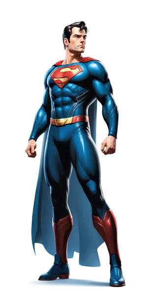سوپرمن با استایل کمیک‌بوکی و رنگ‌های درخشان، تصویر استودیوئی