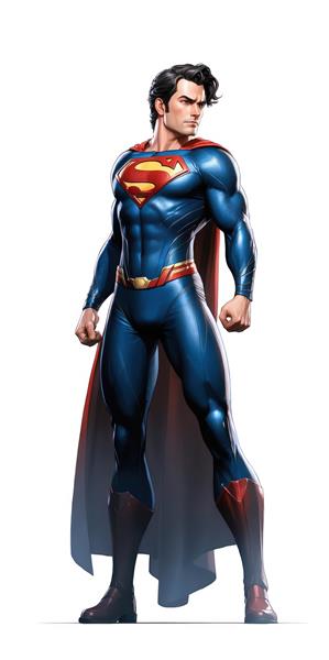 سوپرمن با ابهت و استایل هنری دیجیتال، تصویر زمینه سفید