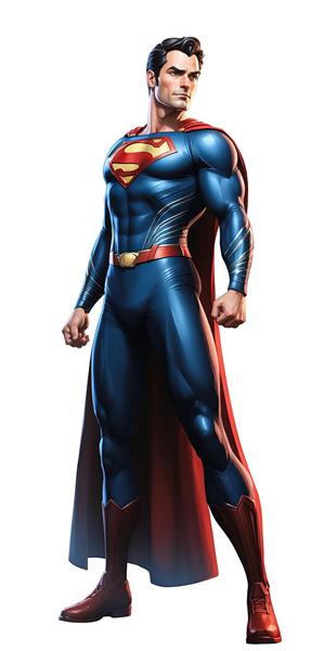 پرتره تمام قد سوپرمن در حالت قدرت و ابهت، مناسب برای چاپ عریض