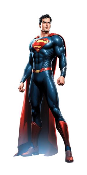 سوپرمن کلاسیک و مدرن با لباس آبی تیره و شنل سرخ براق