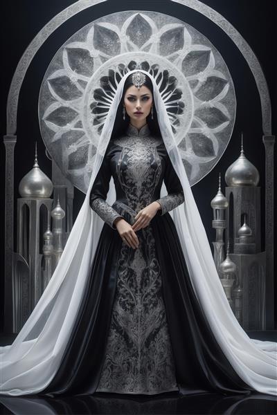 بانوی اشرافی و ملکه ایرانی در معماری اسلامی و حجاب سفید و مشکی