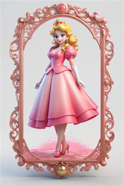پرنسس پیچ زیبا و شیک در قاب صورتی کلاسیک (شخصیت کارتونی نینتندو)
