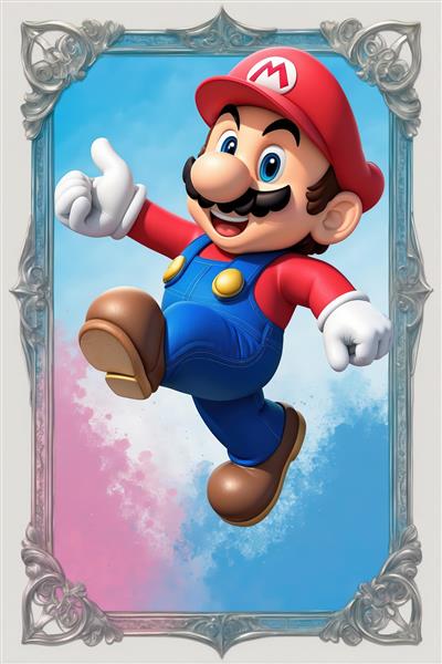 دانلود عکس باکیفیت ماریو با ژست لایک (موافق) و قاب نقره ای برای تابلو انگیزشی