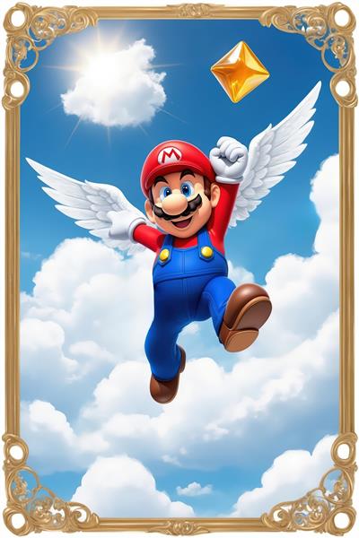 دانلود طرح لایه باز نمای (شبیه سازی) ماریو پرنده با الماس طلایی و قاب لوکس