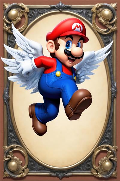 طرح گرافیکی ماریو پرنده با قاب بیضی کلاسیک و کیفیت چاپ بسیار بالا