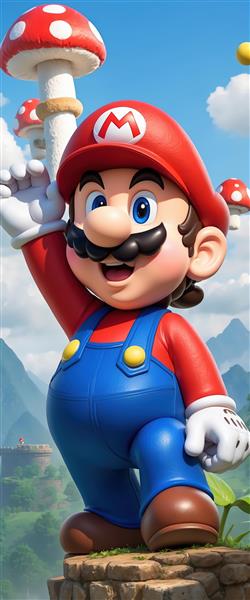 دانلود عکس باکیفیت پوستر دیواری سوپر ماریو در شهر قارچ ها برای چاپ عریض