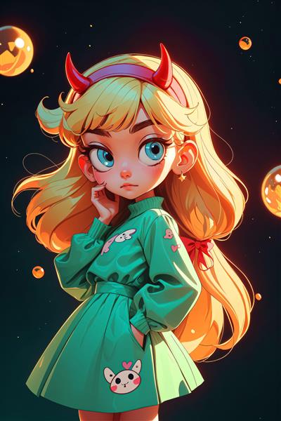 پرتره کلوزآپ و باکیفیت استار باترفلای در شب پرستاره برای تابلو اتاق دخترانه